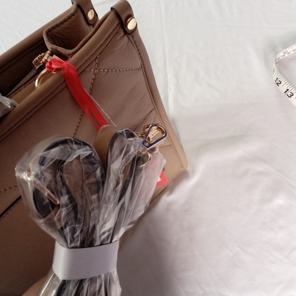 Montana West NWT Tan Faux Leather Quilted Tote Satchel Crossbody Bag $59.99 New - Picture 11 of 11